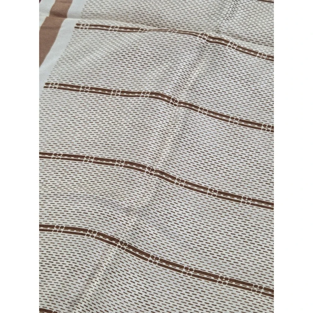 Sally Gee Silk Scarf Mod‎ Mad Men Square 22.5x23 Brown Beige 70s Hipster